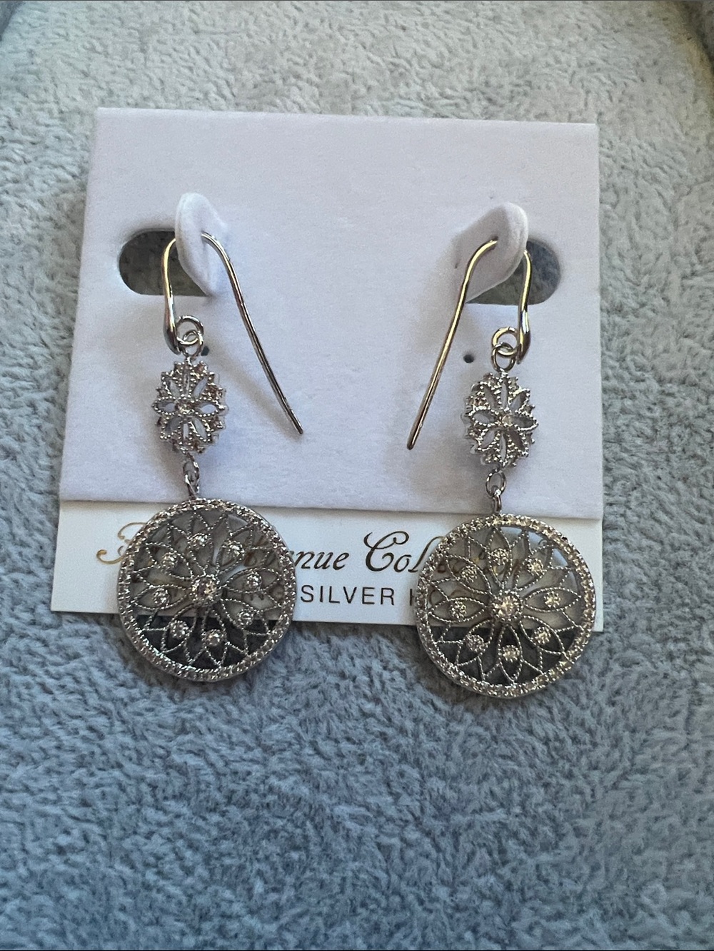 Intricate Silver Filigree Drop Earrings - Floral Medallion Design